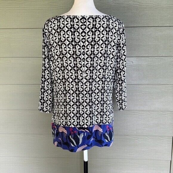 Escada Black Rose Motif Silk Blouse / Flawed - Picture 5 of 10